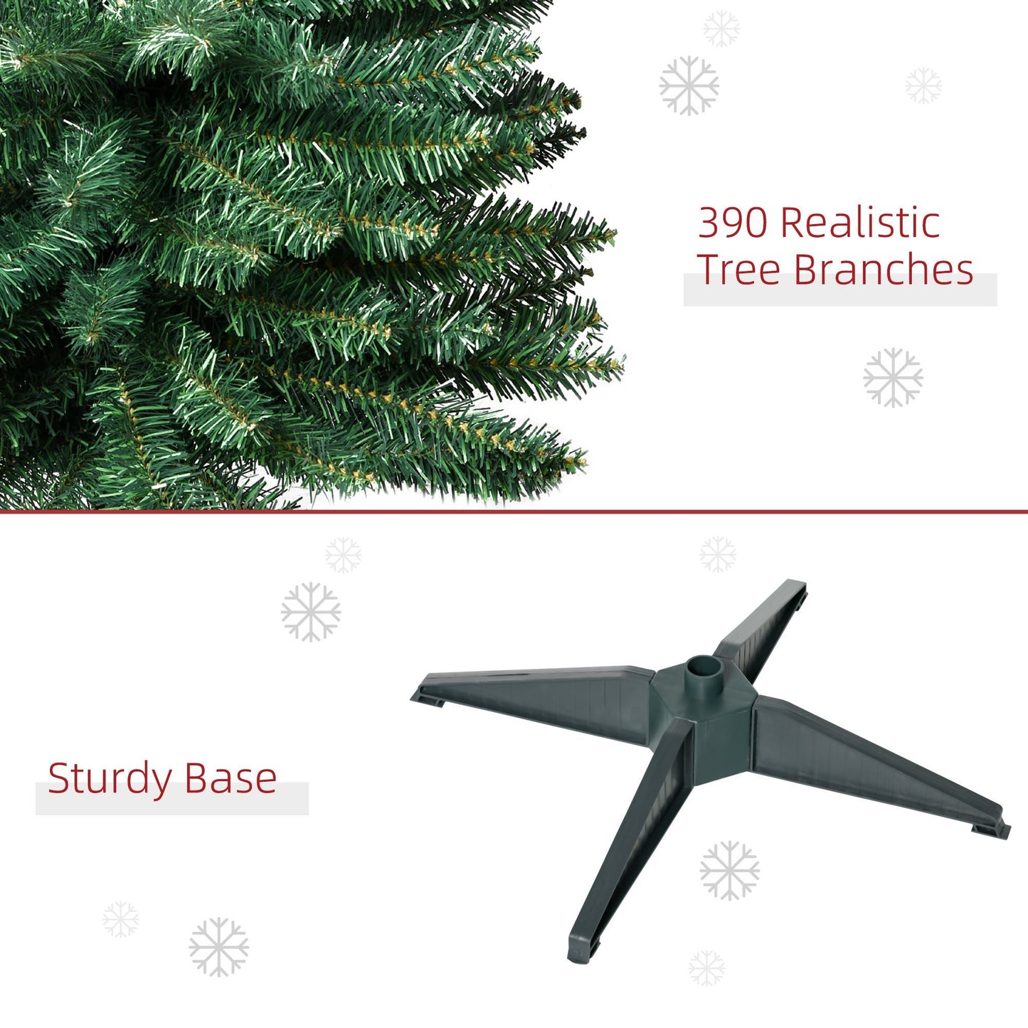 6' Pre Lit Artificial Pencil Christmas Trees, Xmas Tree With Realistic Branches And Warm White LED Lights, Green