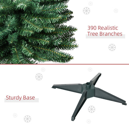 6' Pre Lit Artificial Pencil Christmas Trees, Xmas Tree With Realistic Branches And Warm White LED Lights, Green